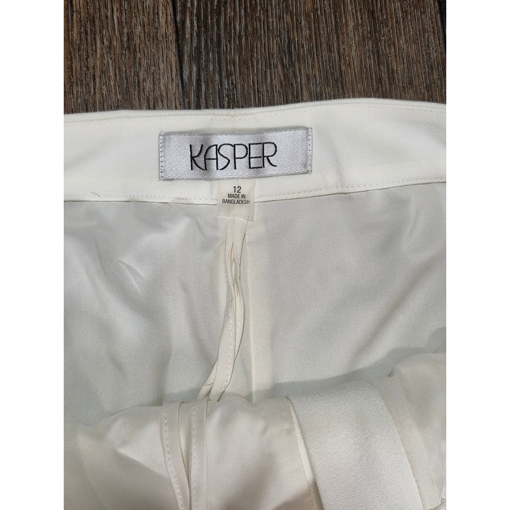 Kasper Kate Classic Fit Dress Pants Vanilla Ice Cream White Straight Leg Size 12 - Picture 3 of 6
